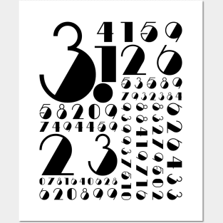 Pi Deco Piphilology - Black Numbers Posters and Art